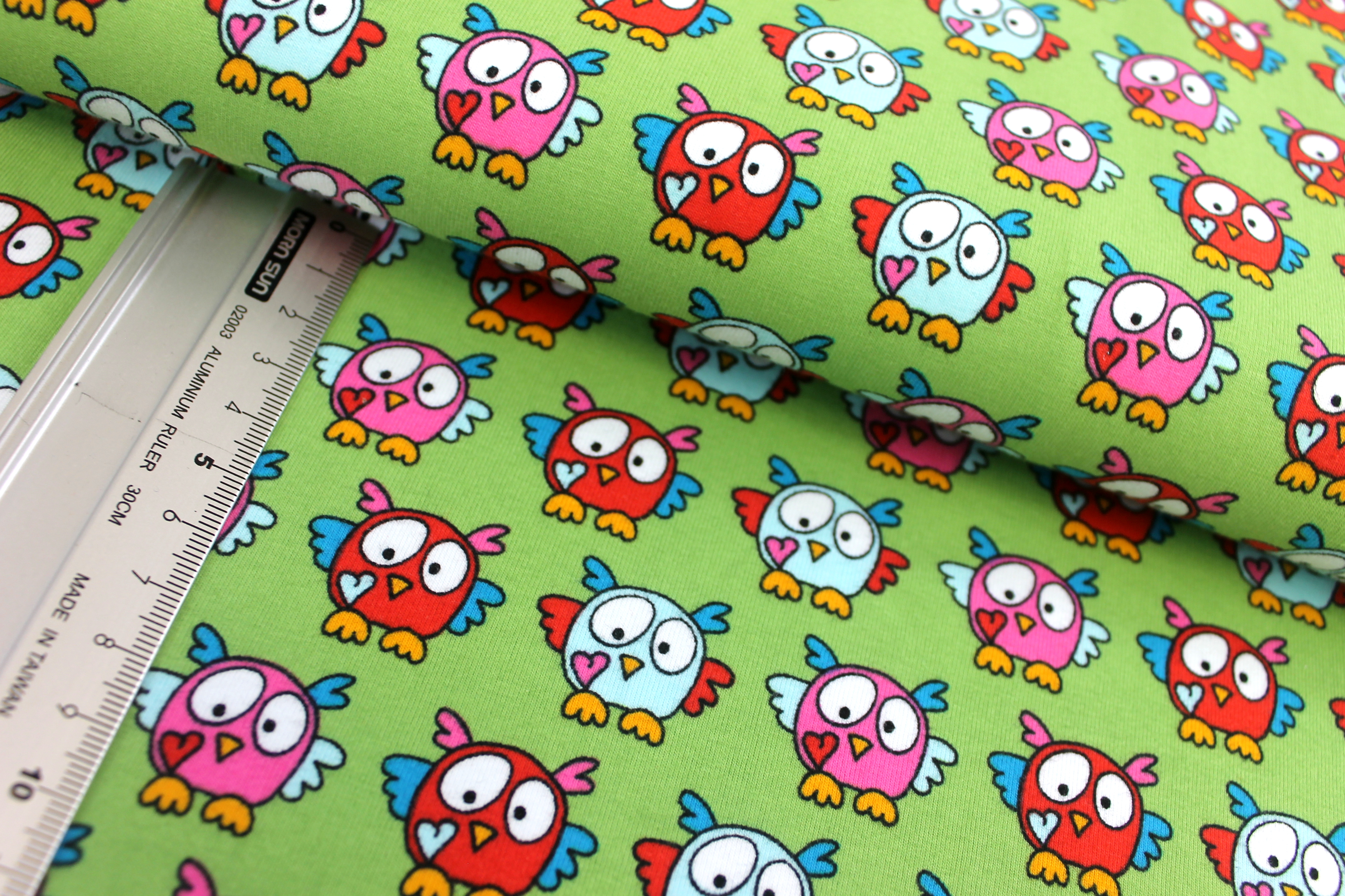 Baumwolljersey | bedruckt | Janea`s World | Herzeulen | grün