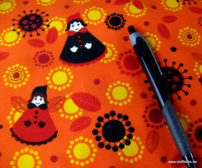 Babycord | bedruckt | fairy fun | orange