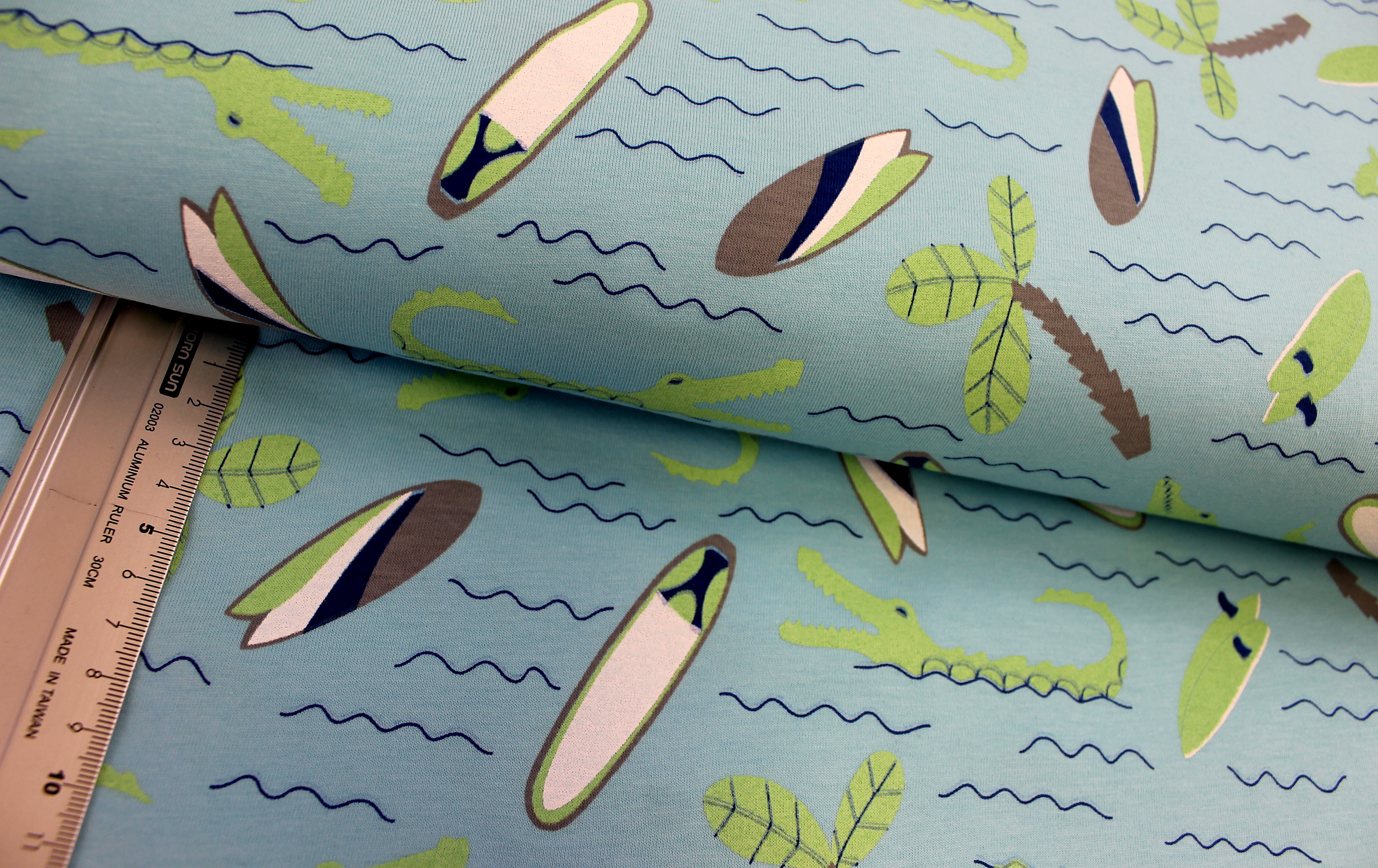 Interlock | bedruckt | croco | aqua