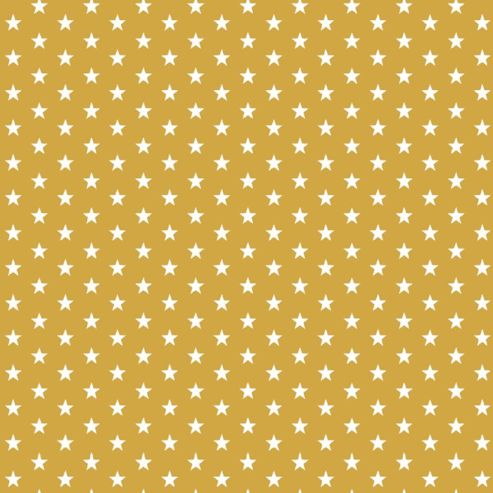 Baumwolle | bedruckt | 10mm Sterne | senf/weiss