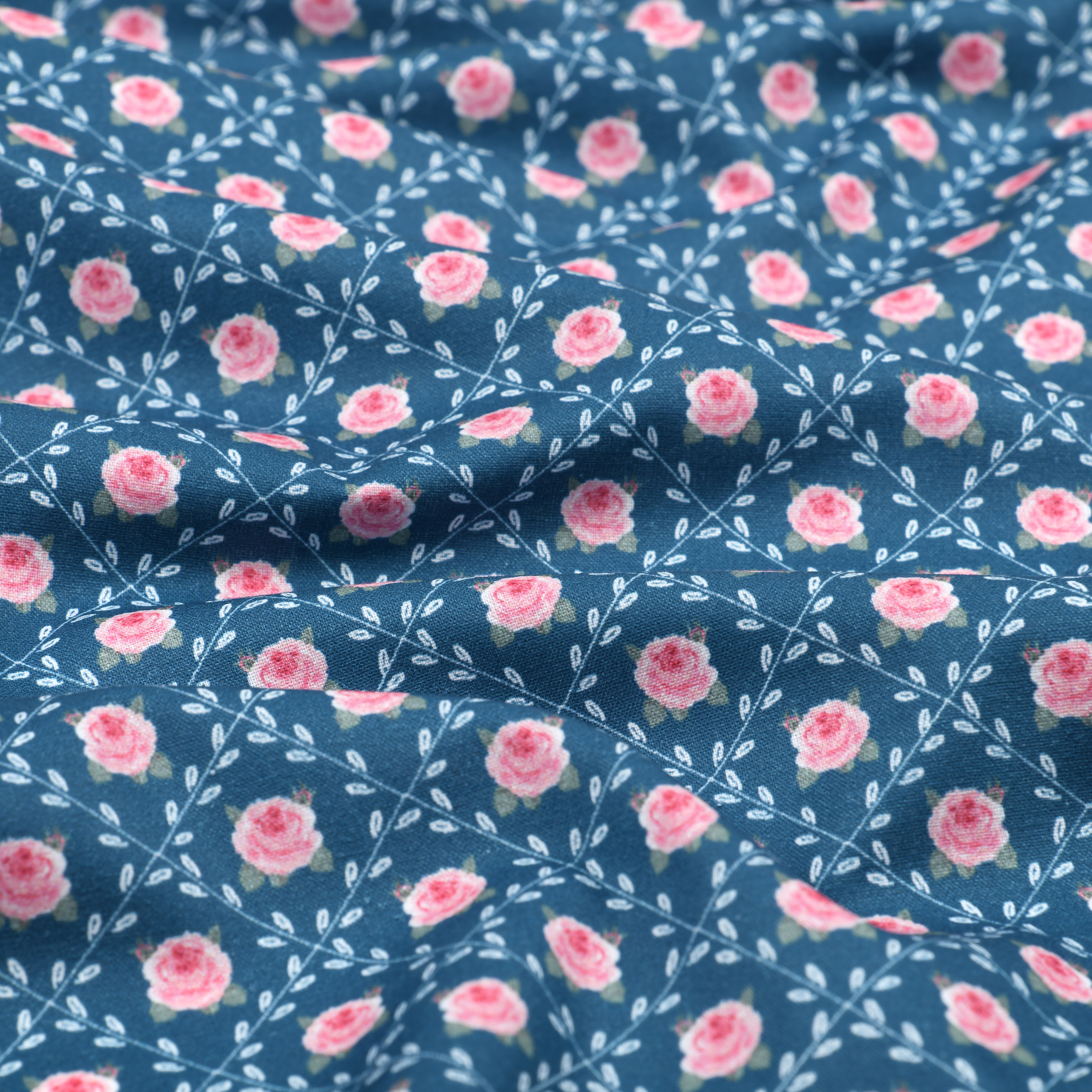 Baumwolle | bedruckt  | Patchwork | mini Rosen | petrol