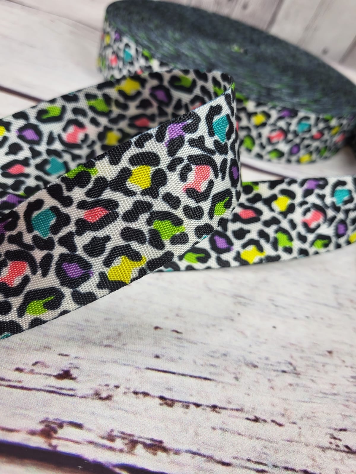 Gurtband | 40mm | beidseitig | leo | bunt/weiß