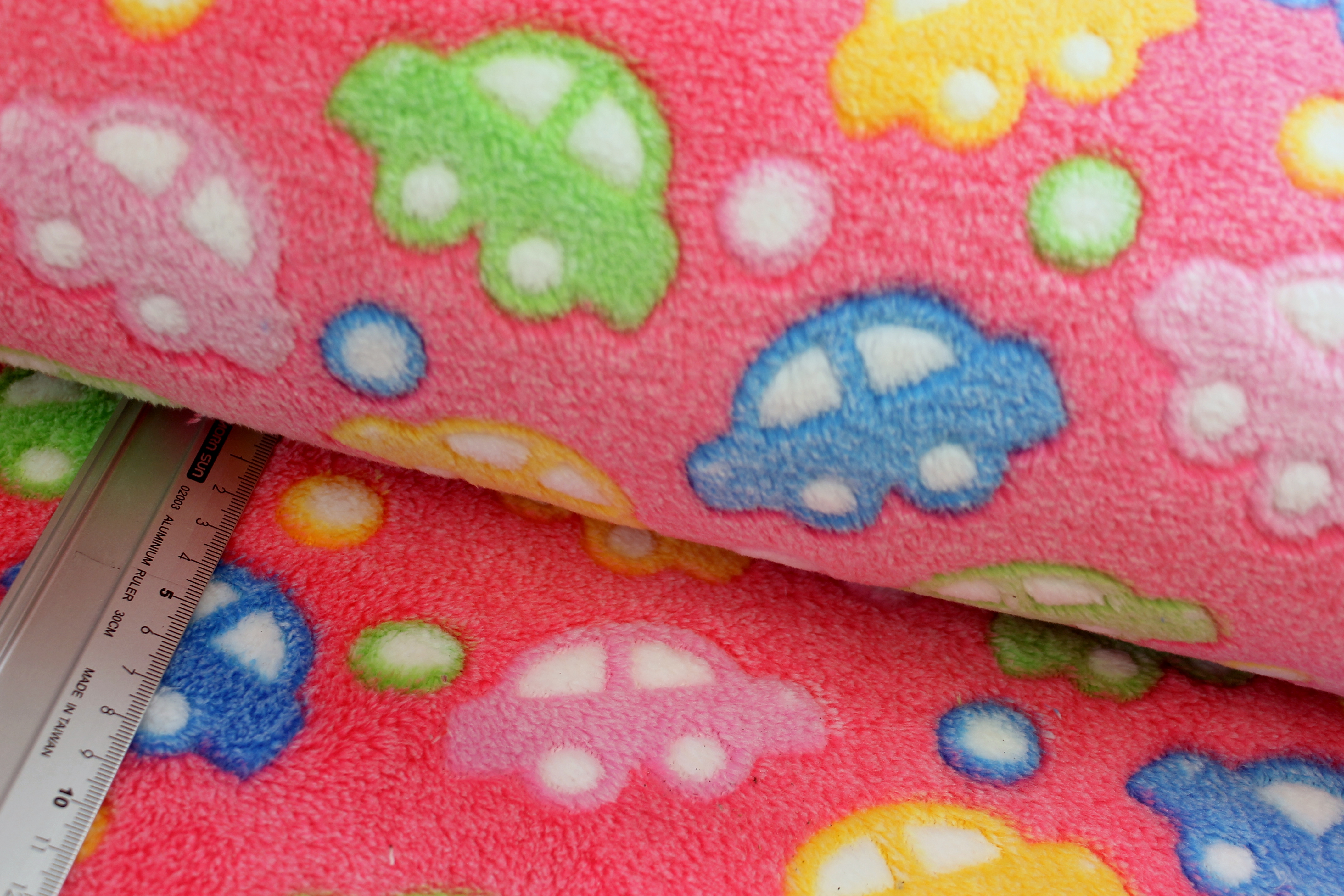 Wellnessfleece | bedruckt | bunte Flitzer | rot