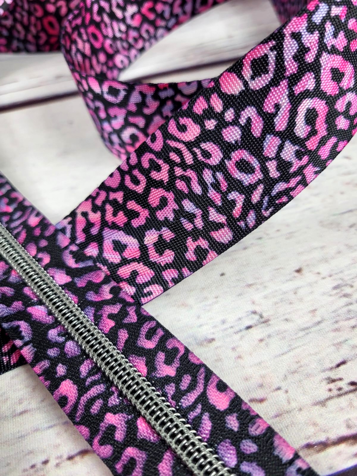 Nylon-Reißverschluss | endlos | Spirale 5mm | Mädchen LEO | pink/schwarz