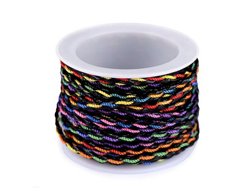 3m Kordel | 3mm | schwarz / bunt