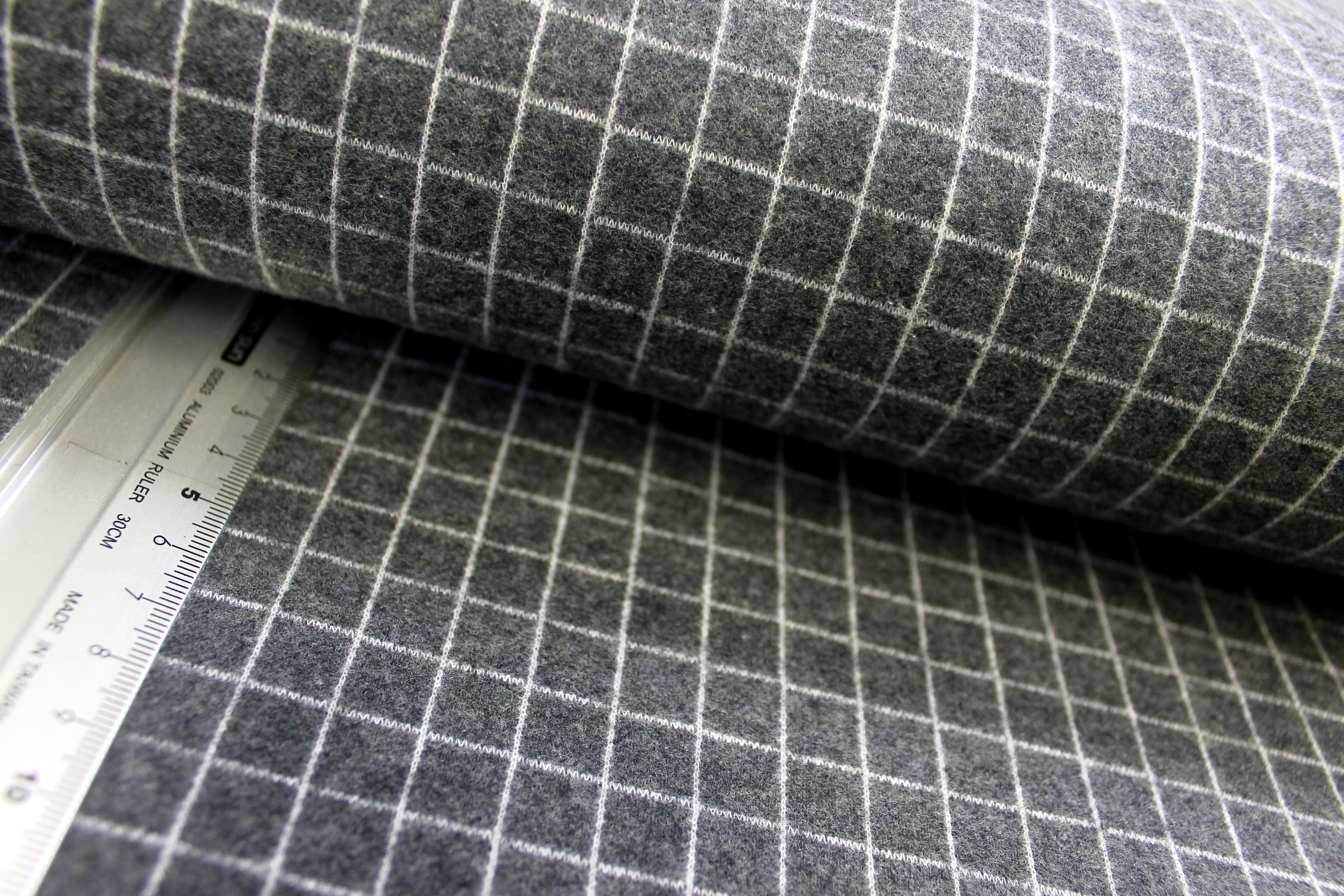 Mantelstoff | Karo | grau