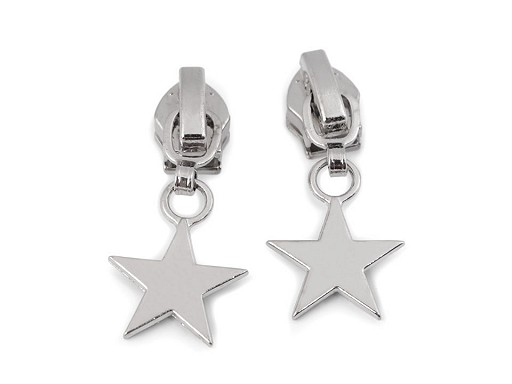 1 Zipper | Reißverschluss | endlos | Spirale 5mm | silber Stern | magnetisch/nicht magnetisch