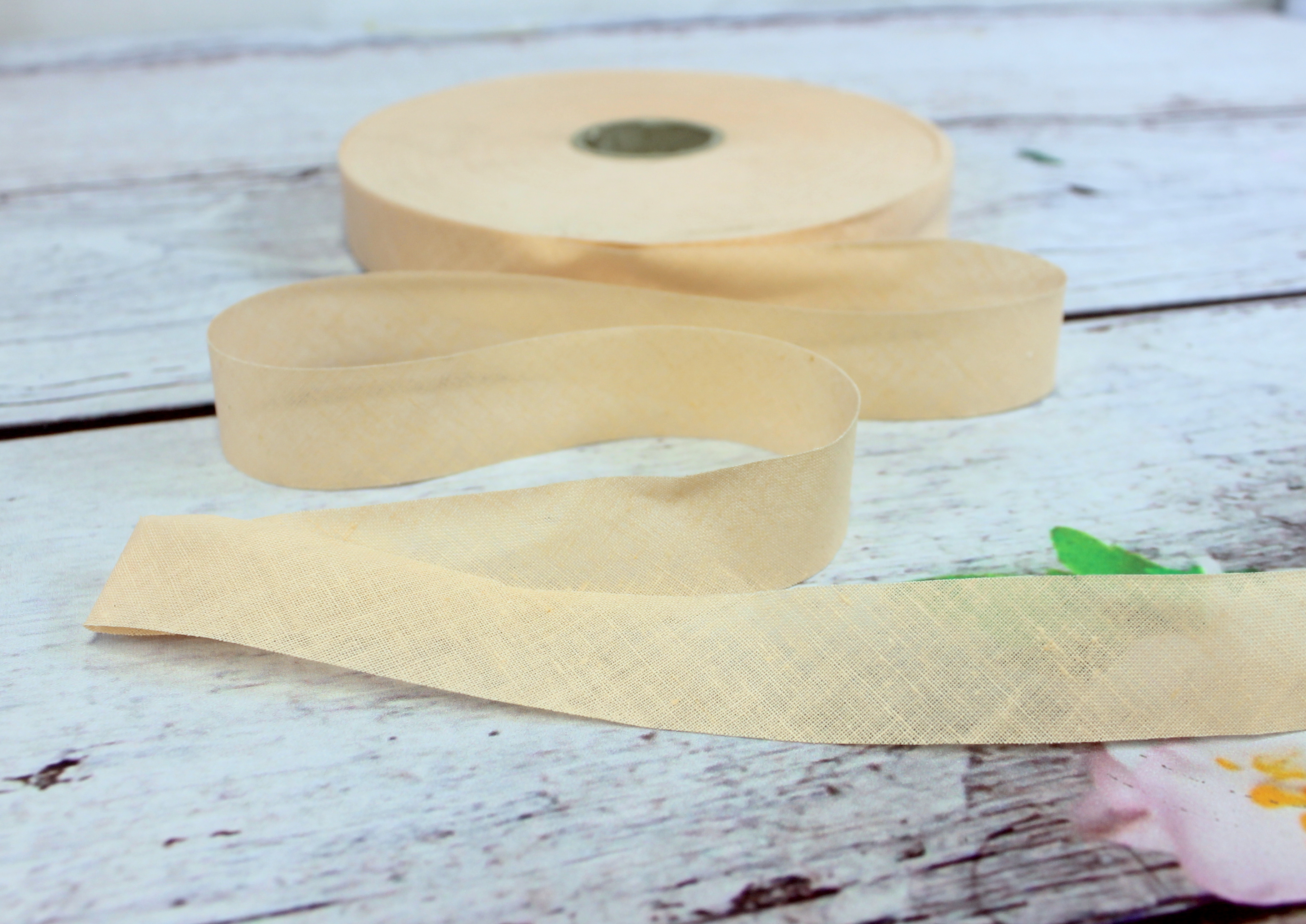 3m Baumwoll - Schrägband | ungefalzt | puder | 2,5cm