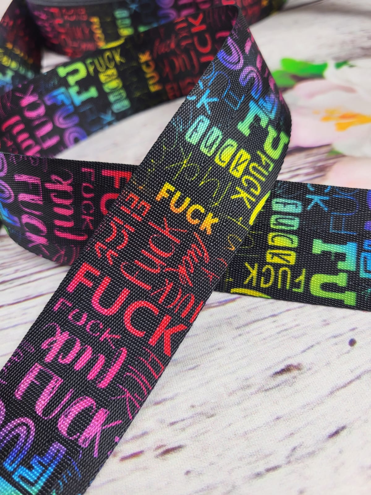 Gurtband | 40mm | beidseitig | FUCK | schwarz/bunt
