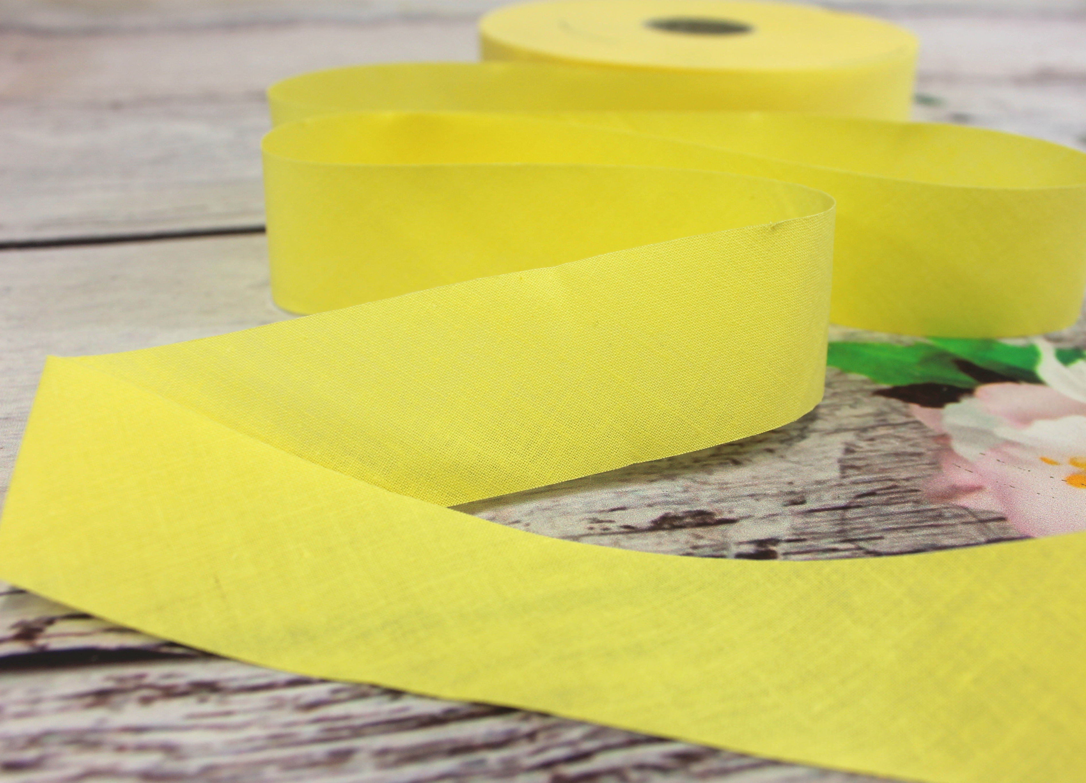 3m Baumwoll - Schrägband | ungefalzt | sonnengelb | 3,7cm
