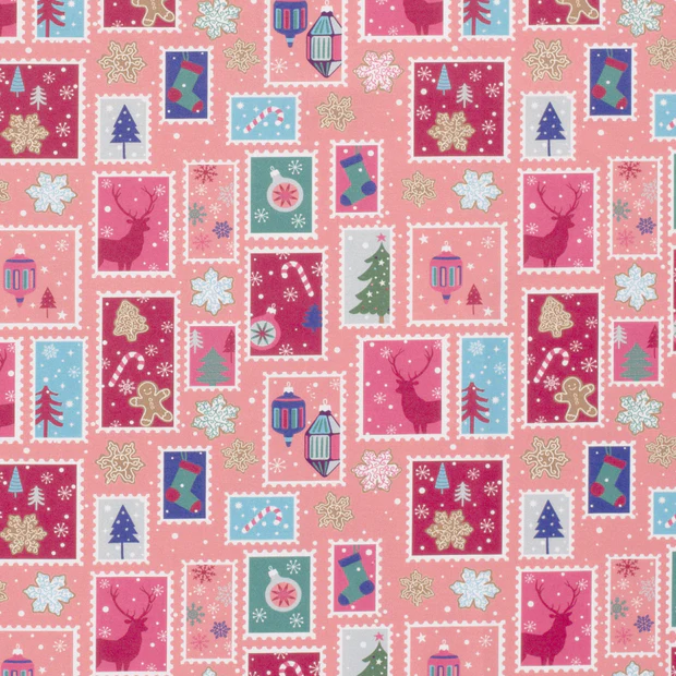 Baumwolle | bedruckt | christmas stamps | rosa
