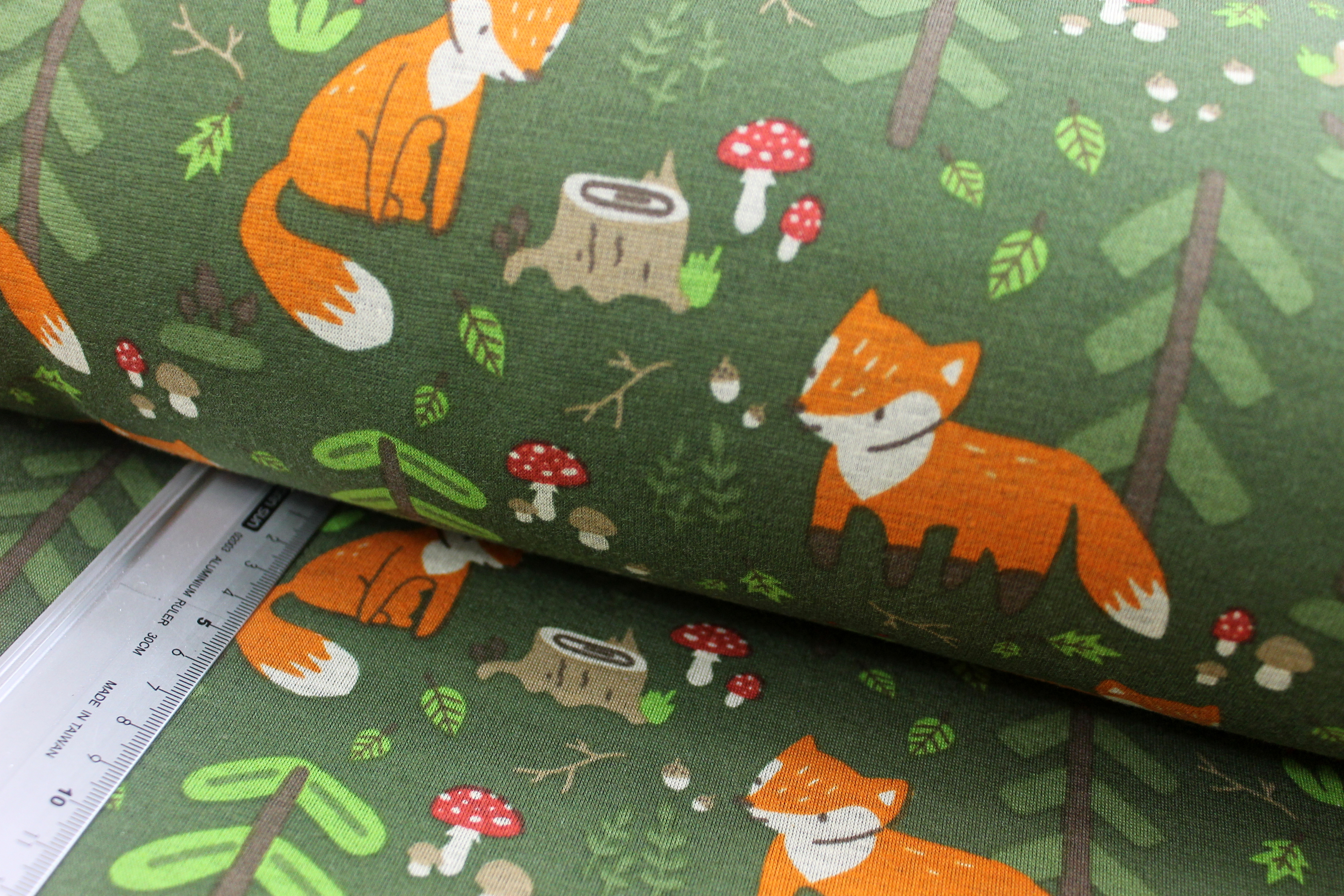 Alpenfleece | bedruckt | Fuchs | waldgrün