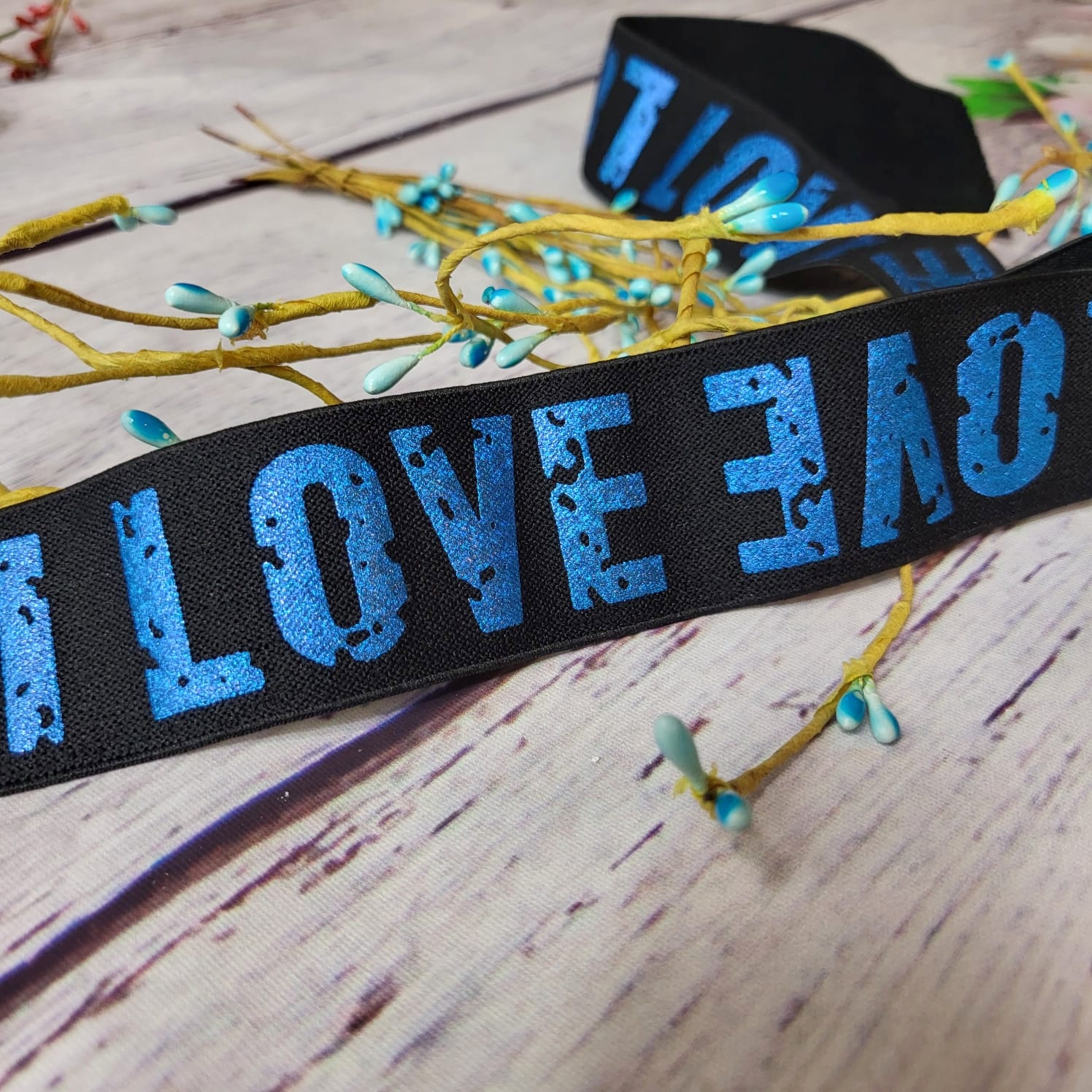 Gummiband | LOVE | blau glänzend