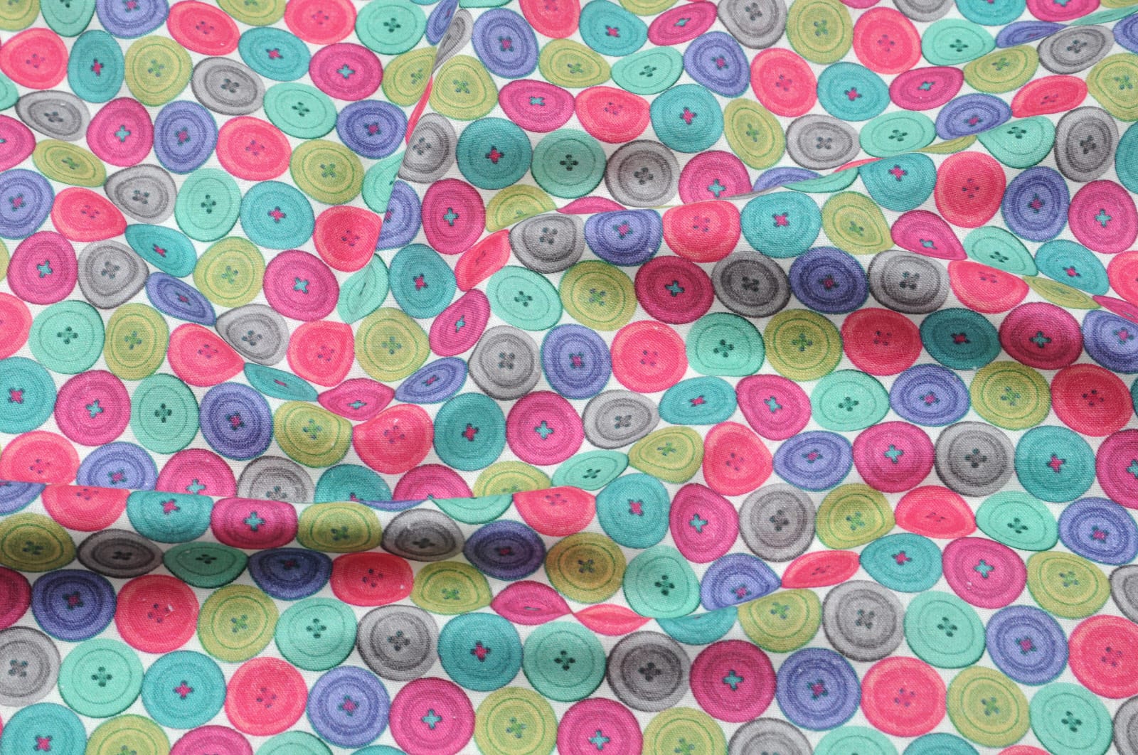 Baumwolle | bedruckt  | Patchwork | bunte Knöpfe | bunt