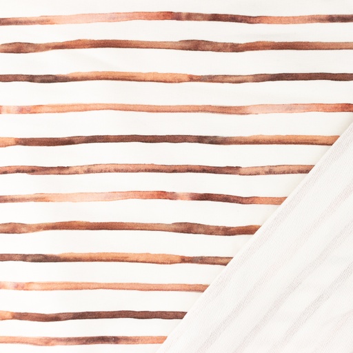 Sommersweat | French Terry | bedruckt | wavy stripes | ziegel rot