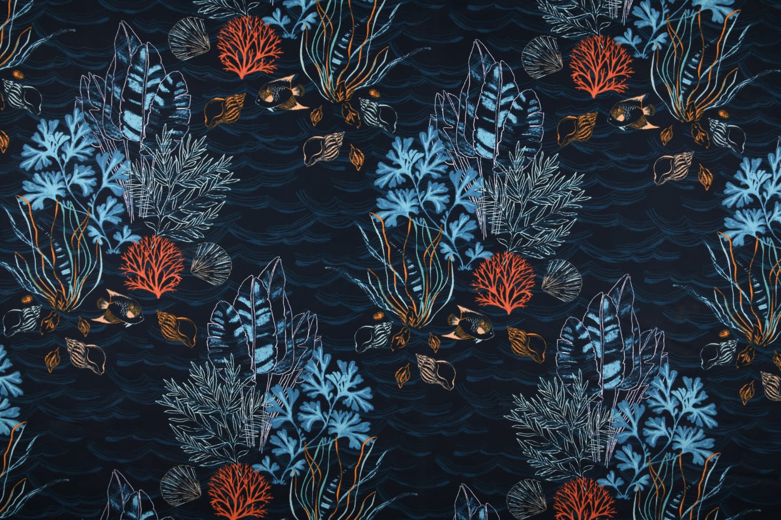 beschichtete Baumwolle / Wachstuchstück |  under the sea | | dunkelblau