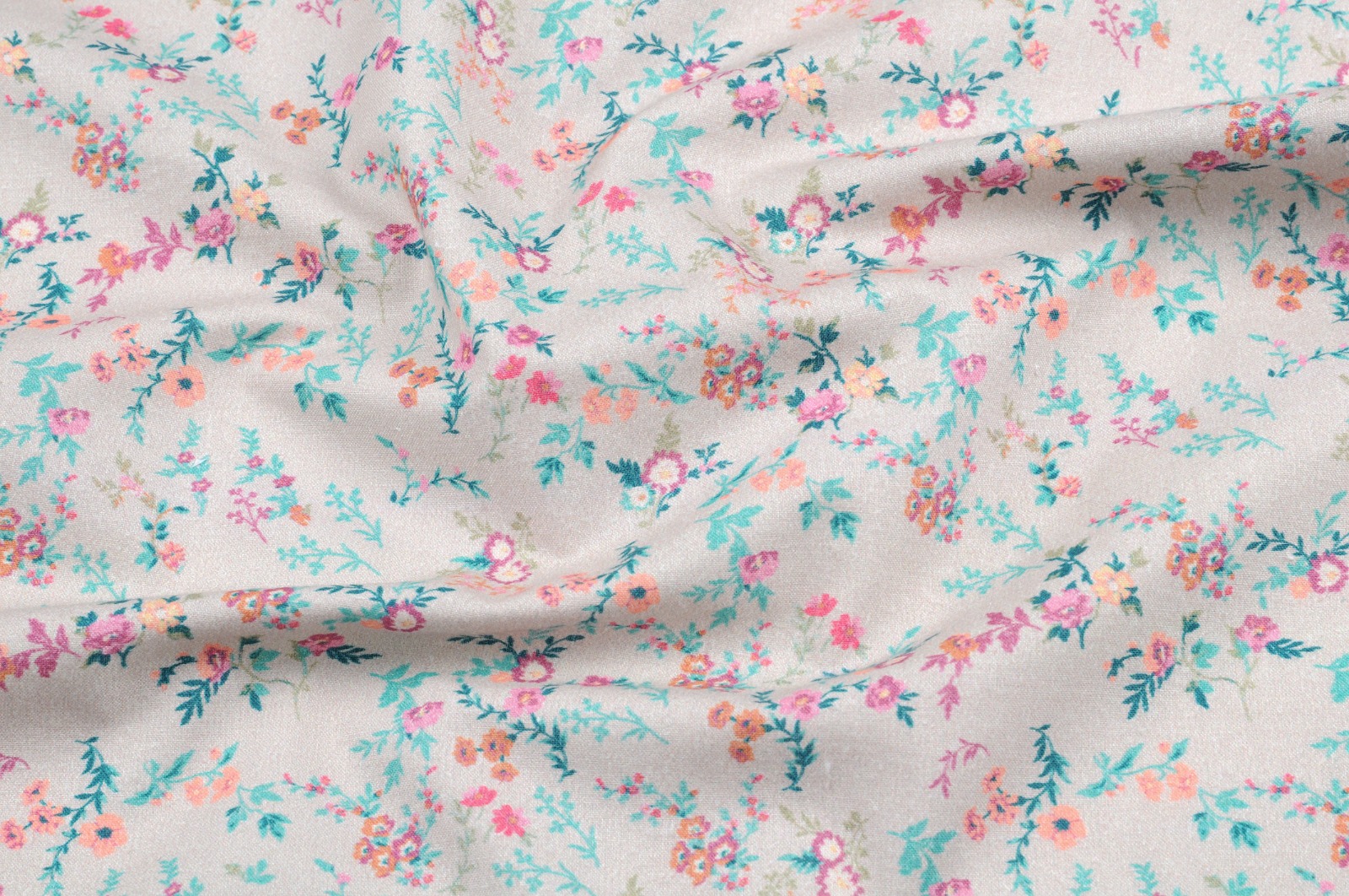 Baumwolle | bedruckt  | Patchwork | Blümchen | beige