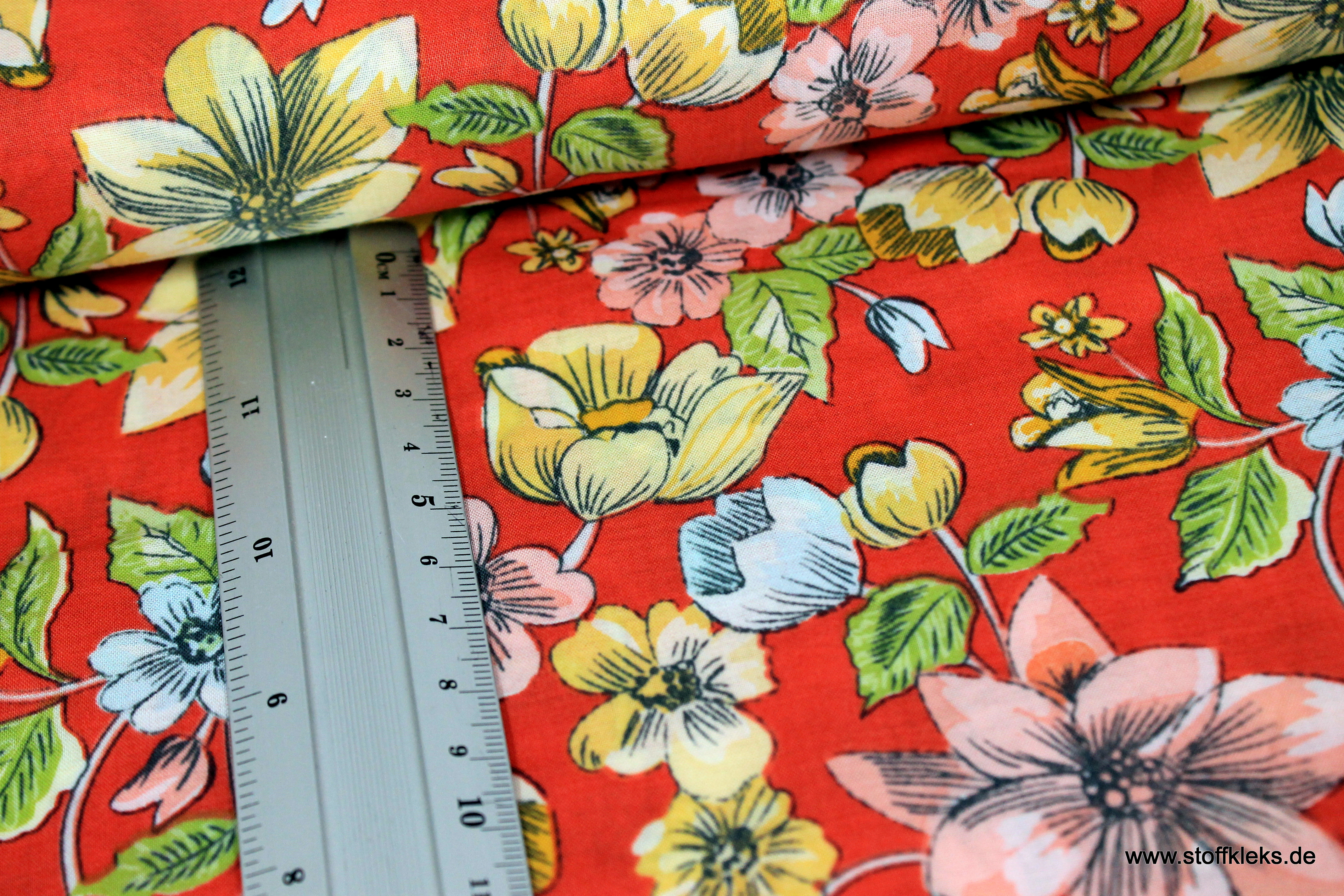 Baumwolle | bedruckt | Blütezeit | rot