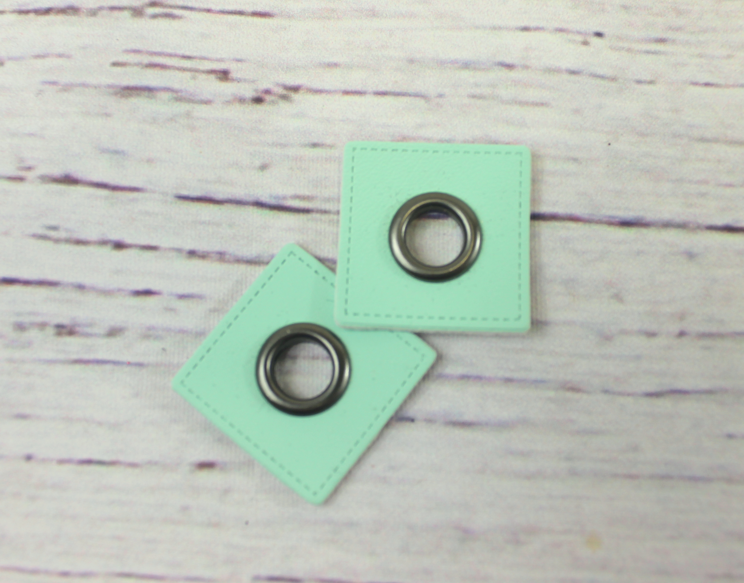 2 Ösenpatches | mint / antiksilber | 2,5cm x 2,5cm