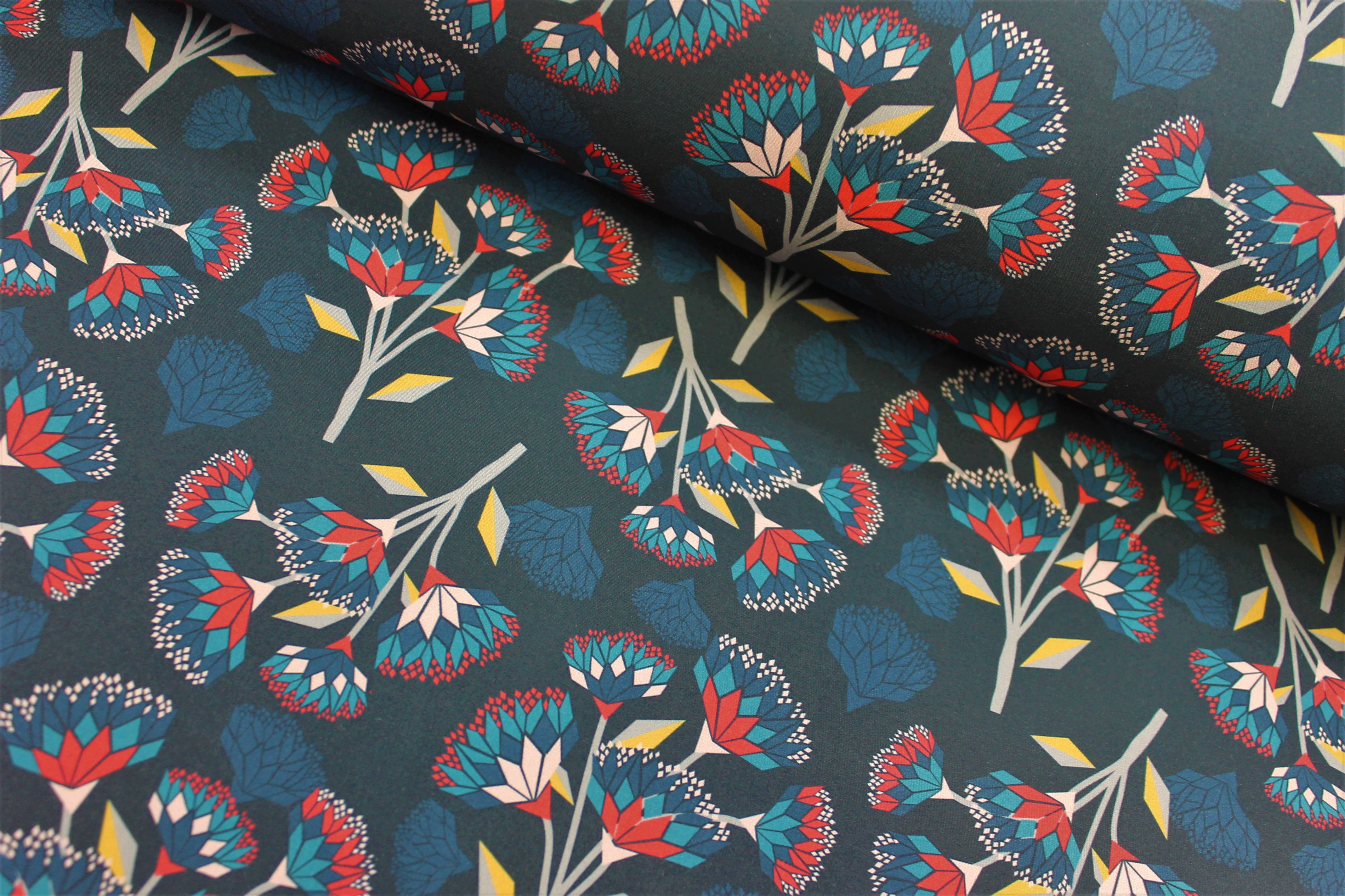 Softshell | bedruckt | crazy flowers | nachtblau