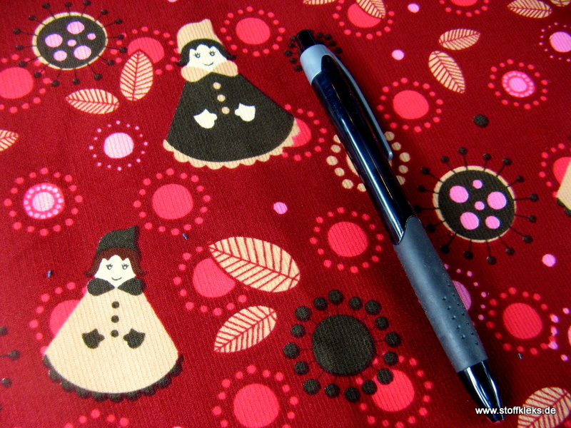 Babycord | bedruckt | fairy fun | berryrot