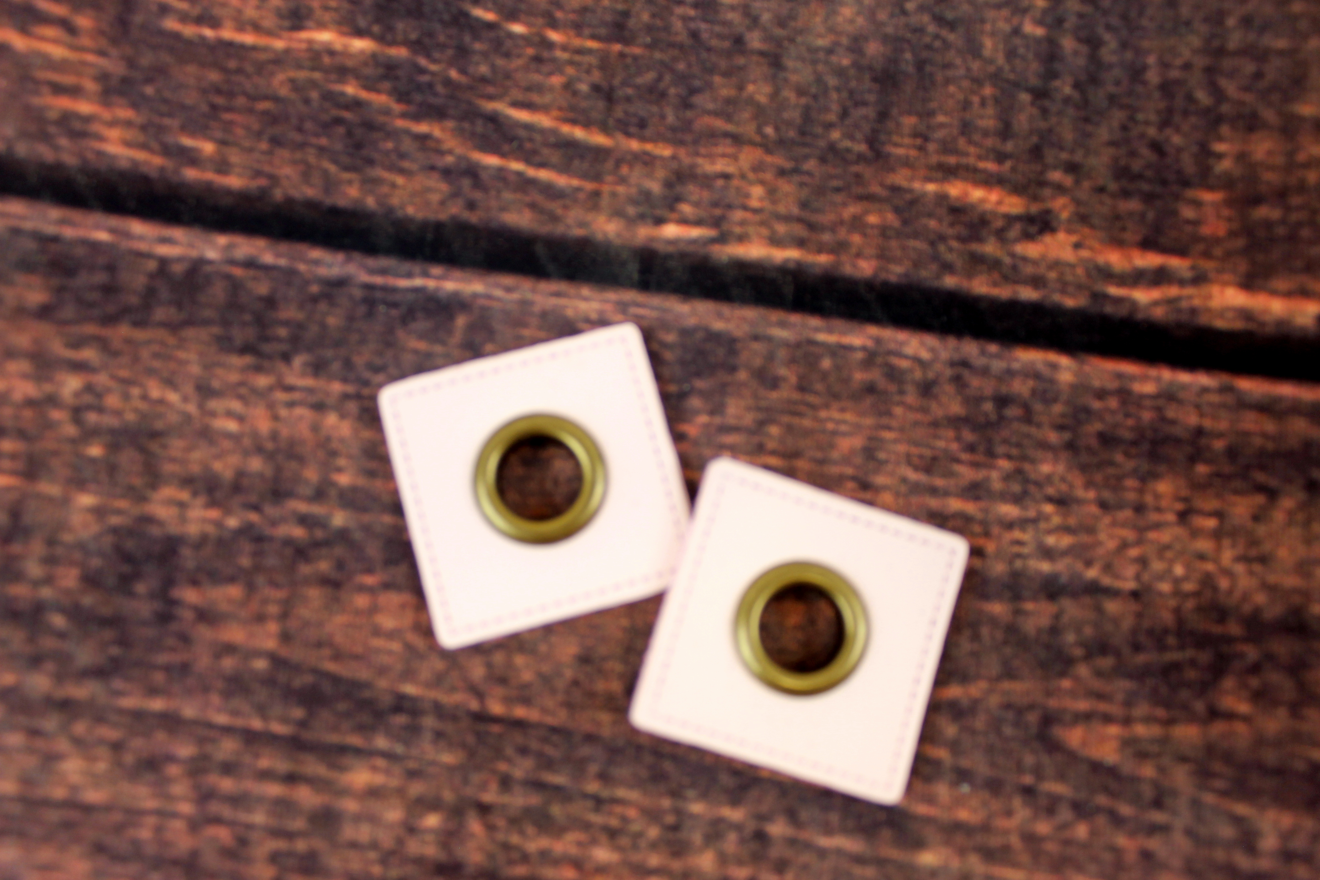 2 Ösenpatches | rosa / messing | 2,5cm x 2,5cm